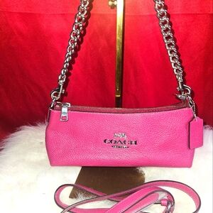 Coach Charlotte Shoulder Soft Leather Bag w/2 straps Chain/Leather